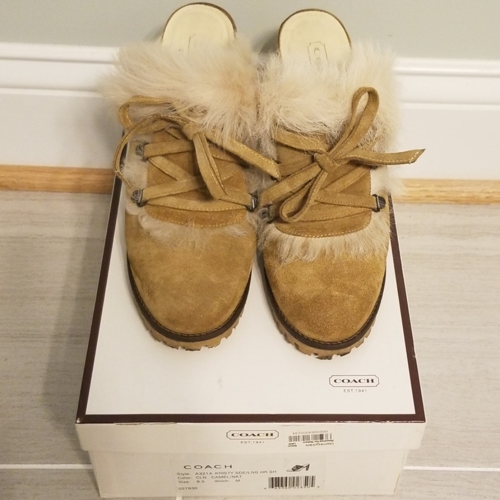 Coach "Kristy" Suede Mule with fur